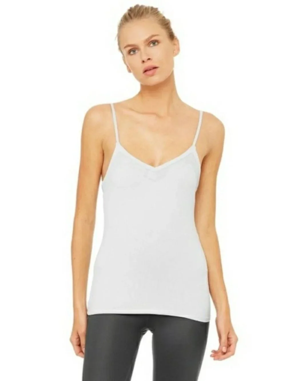 EUC Alo Yoga Ally Fitted Tank Top DOVE GREY SIZE XS